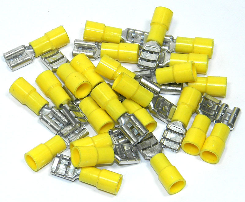Quick Connect Terminal, Female Yellow for 1012AWG, .250in,