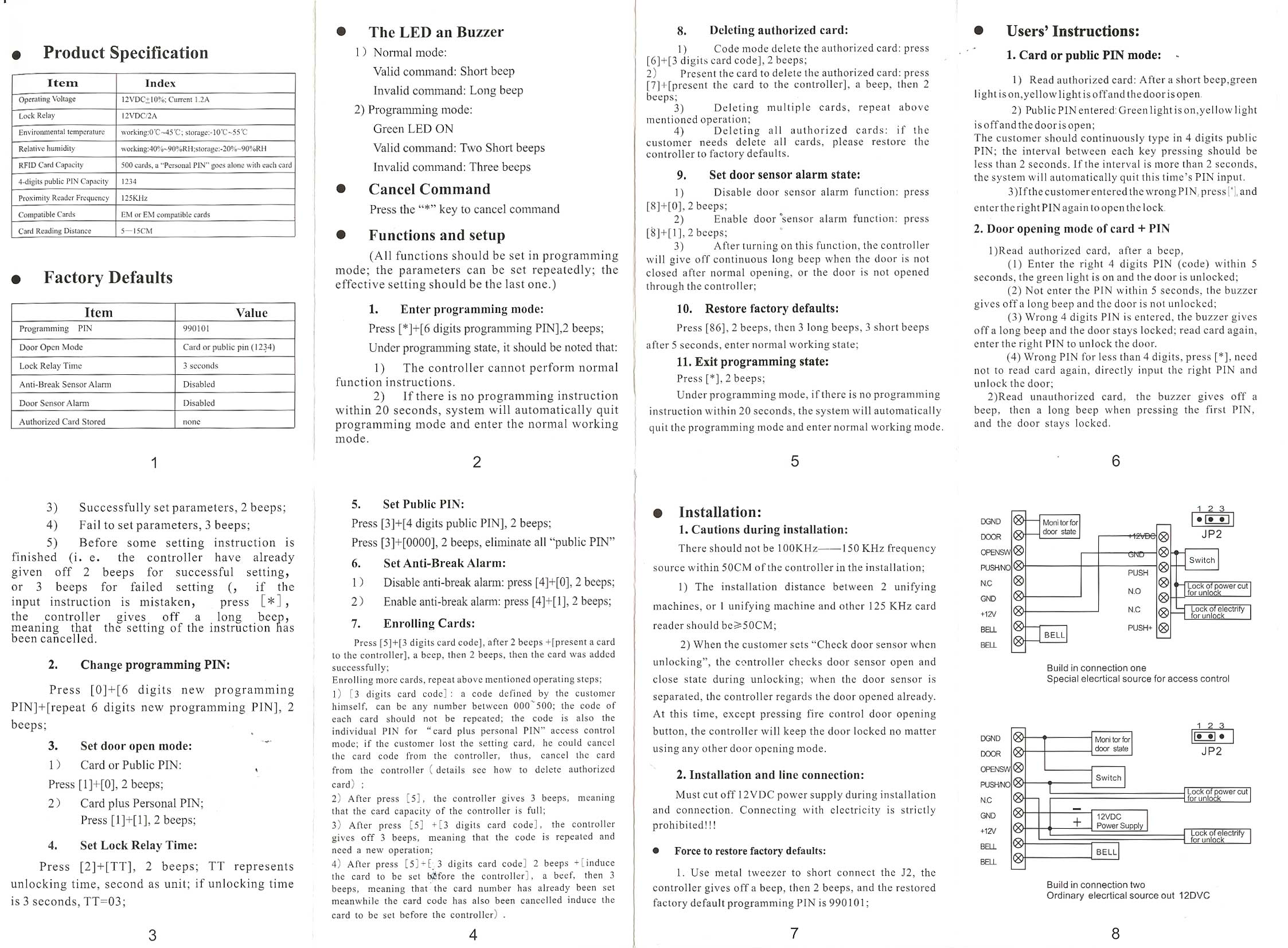 Access Controller, Single Door RFID/Keypad