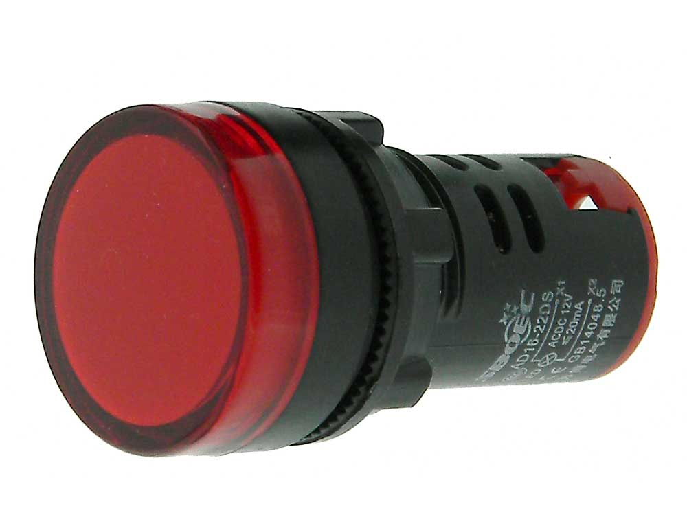 LED Indicator, 22mm Panel Mount LED, 12V, Red