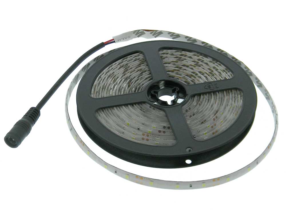 5M White LED Light Strip, 12VDC, IP65