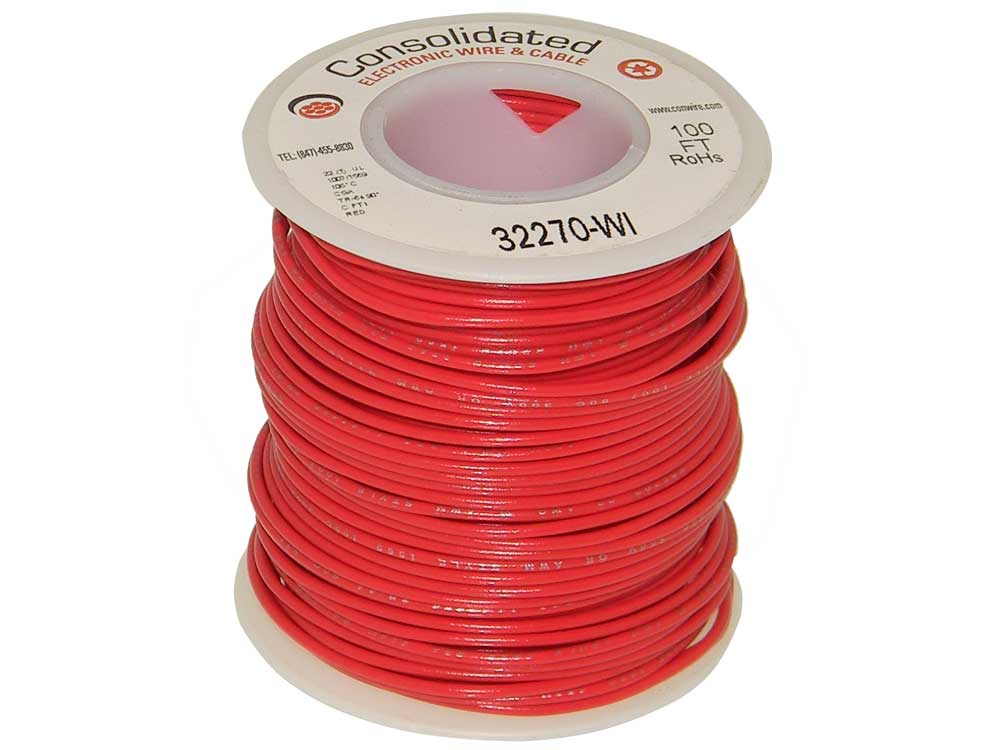 22 Awg Solid Hook up Wire 100ft. Red