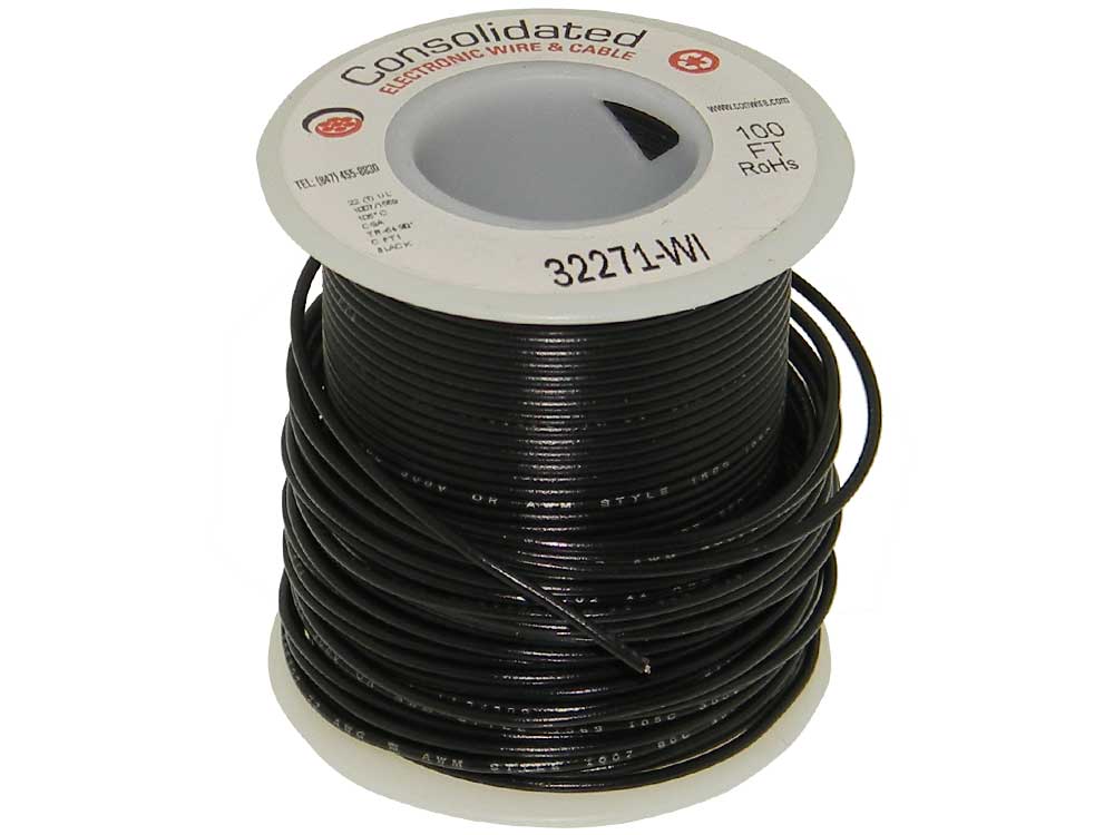 22 Awg Solid Hook up Wire 100ft. Black