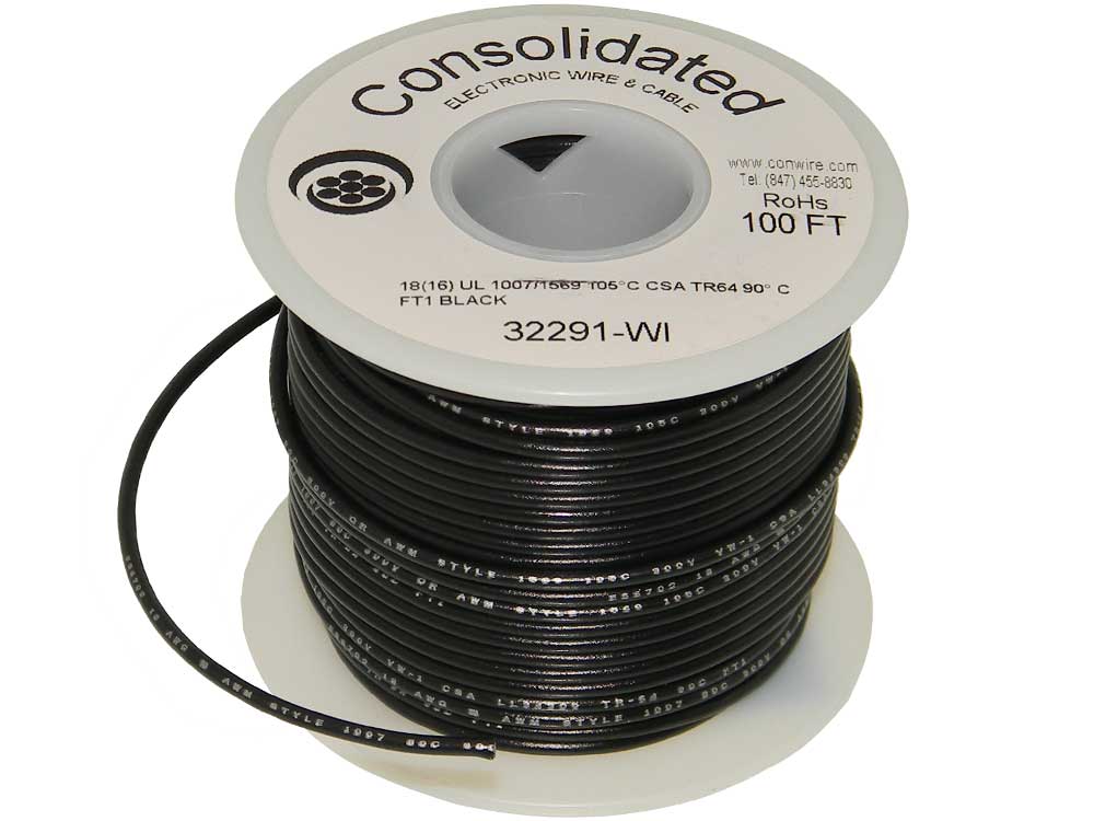 18 Awg Stranded Hook up Wire 100' Black