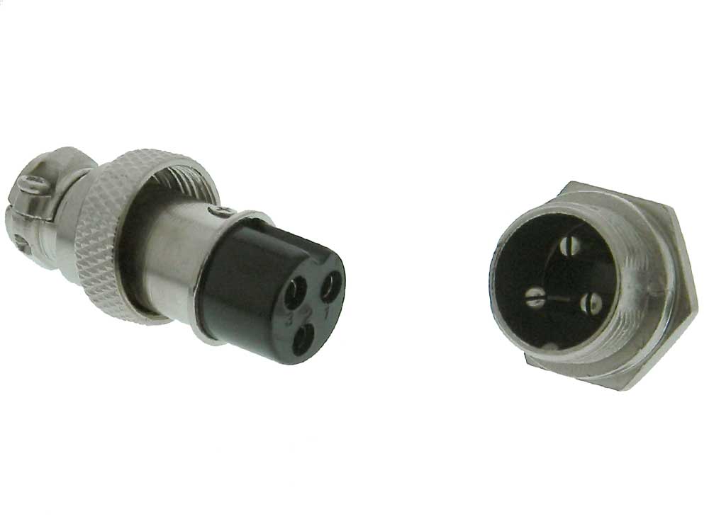 GX16-3 3-Pin 16mm Aviation Plug Male and Female Panel