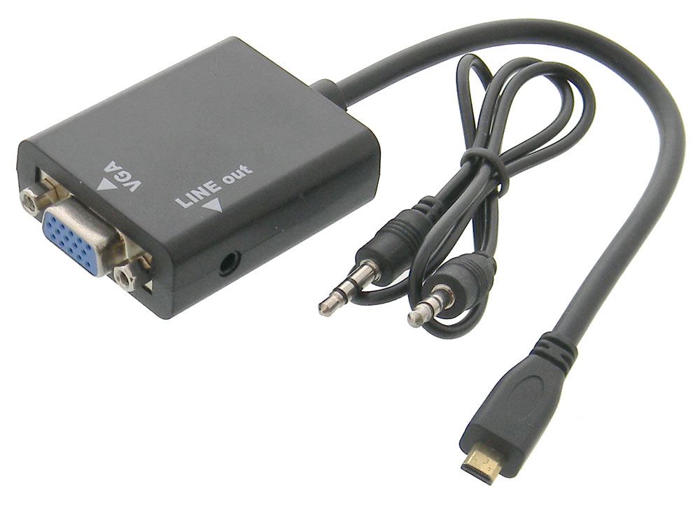 Modieus snijden lekkage Micro HDMI to VGA + Audio Adapter - Supports 720/1080i/1080P