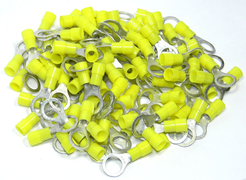 Yellow Ring Terminal Crimp 3/8" Stud