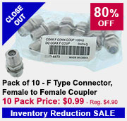 Pack of 10 - F Type Connector, Female to Female Coupler