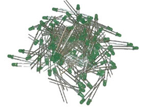 Pack of 100 - 3mm Green LED, Diffused