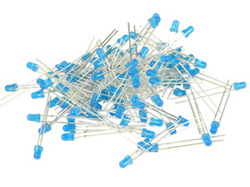Pack of 100 - 3mm Blue LED, Non Diffused