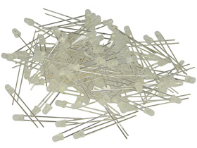 Pack of 100 - 3mm White LED, Diffused