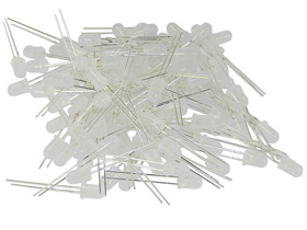 Pack of 100 - 5mm White LED, Diffused