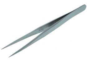 Tweezers, Stainless Steel 4-3/8in.