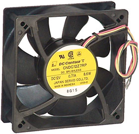 12VDC, 4-11/16in. Square X 1-1/2in. Japan Servo Box Fan