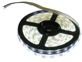 5M White LED Lighting Strip, 12VDC, Indoor/Outdoor