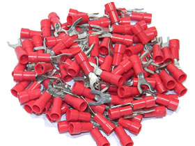 Fork Terminal, Red for 18-22AWG, #8 Stud, 100Pcs.