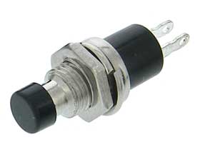 SPST-N.C.  Mini Push Button Switch - Momentary - Black