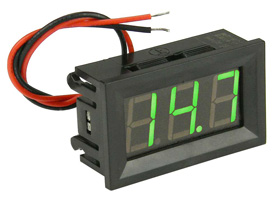 Mini Panel Meter, Snap-in 3 Digit Green, 30VDC