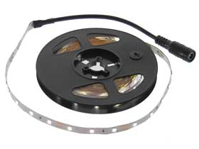 5M White LED Light Strip, 12VDC, Indoor Only