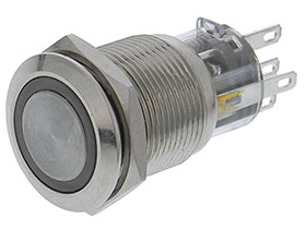 SPDT Lighted Pushbutton Switch, Alternate Action, 12V White