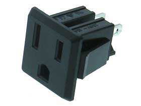 AC Outlet, NEMA 5-15R,  3 Wire 15A, Snap-in