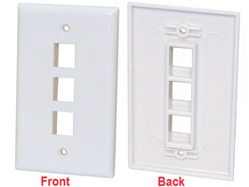 Wallplate, Keystone, White 3 Cavity
