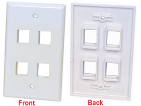 Wallplate, Keystone, White 4 Cavity