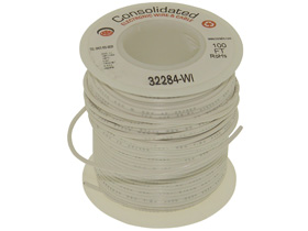 Wire, 22AWG Stranded Copper, 100ft. White