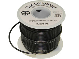 Wire, Stranded Copper, 18AWG, 100ft. Black