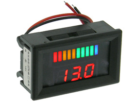 Mini Panel Meter Charge Monitor, Snap-In,12VDC