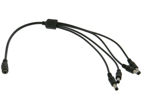 DC Power Splitter Cable, 5.5/2.1mm, 38cm. Quad Male