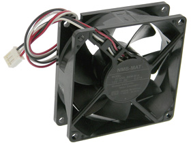 12VDC, 3-1/8in. (80mm) Square X 1in. NMB Box Fan, USED