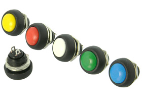 Pack of 6 - SPST-NO Pushbutton Switch Set, Dome Top