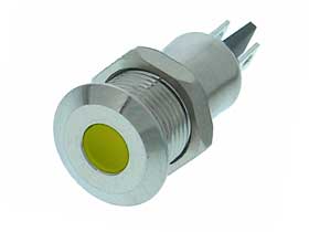 Panel Indicator, LED, 12VAC/DC, Yellow