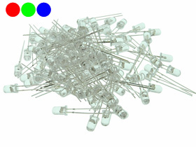 Pack of 100 - Flashing RGB 5mm LED, Water Clear