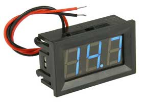 Mini Panel Meter, Snap-in, 3 Digit Blue, 30VDC