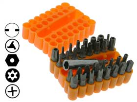 Security Bits, CrV Steel, 33pc. Set