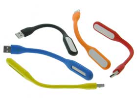 USB Laptop LED Flexlights 1ea Red-Orange-Blue-Yellow & Black