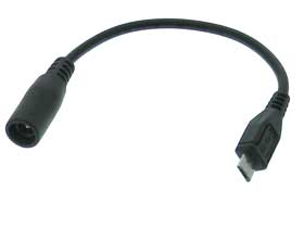 Adapter Cable. 5.5/2.5mm Jack to USB Micro B Plug