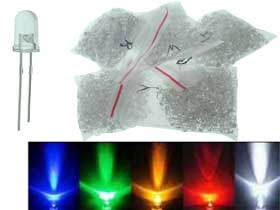 Pack of 1000 - 200 each Red, Yellow, Green, Blue, White Water Clear 5mm LEDs
