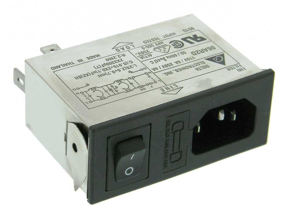 iec power inlet rfi filter switch delta 06ar2d mpja com