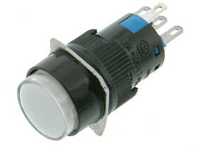 SPDT Momentary Pushbutton Switch, 12V White