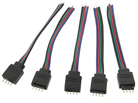 Pack of 5 - 4 Round Pins - 10cm Male LED Pigtail