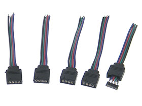 Pack of 5 - 4 Pin 10cm Pigtail  Connector Female, Round Sockets