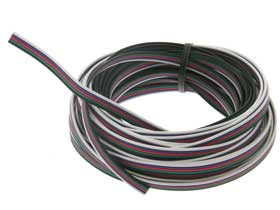 25' 5 Conductor White/Black/Green/Red/Blue LED Cable