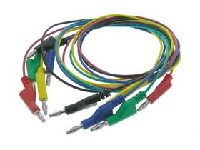 Pack of 5 -Test Lead, 1m, Stackable  Plugs, Multi Color Set