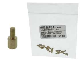 Pack of 10 - 6mm Brass Hex Spacer, M3 M/F