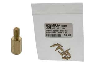 Pack of 10 - 8mm Brass Hex Spacer, M3 M/F