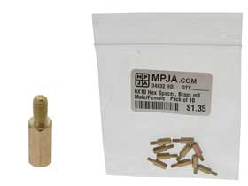 Pack of 10 - 10mm Brass Hex Spacer, M3 M/F