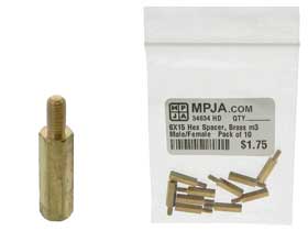 Pack of 10 - 15mm Hex Spacer, Brass m3   M/F