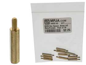 Pack of 10 - 6X20 Hex Spacer, Brass m3 Male/Female